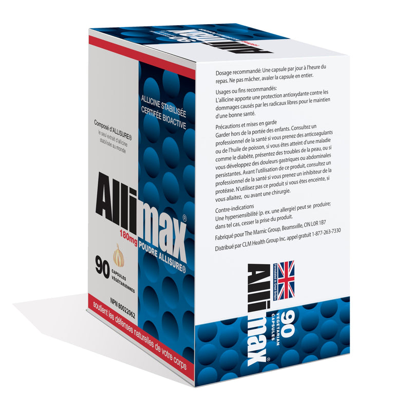 [Australia] - ALLIMAX 180mg 90 Capsules. Allicin Garlic Supplement to Support Your Body’s Immune Function. Contains Stabilized and Potent Bioactive Allicin, Extracted from Clean & Sustainable Spanish Grown Garlic. 