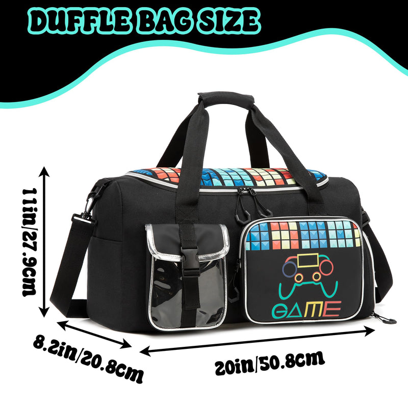 Kids Duffle Bag Boys Overnight Bag for Kids Weekender Travel Bags for Boys Sports Gym Tennis Bags with Shoe Compartment Black Diamond