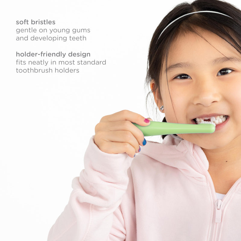 Ubbi Grow with Me Toothbrush Training Set for Babies and Toddlers, Includes One 360° Food-Grade Platinum Silicone and One Soft Bristled Toothbrush, Polaris Blue and Zest Green Grow With Me Toothbrush Set, Polaris & Zest