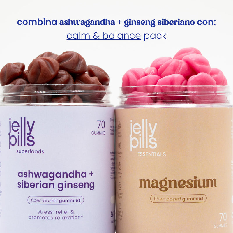 Jelly Pills Ashwagandha KSM-66 Gummies with Siberian Ginseng & Goji - Adaptogens for Stress & Anxiety with Withania Somnifera - 70 Vegan Gummies Gluten-Free - Natural Forest Fruits Flavour