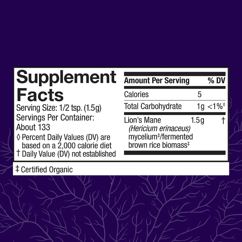[Australia] - Host Defense Lion's Mane Powder - Brain Health Support Supplement - Mushroom Supplement to Support Focus & Memory Function - Immune & Nervous System Support Supplement - 7 oz (133 Servings)* 7 Ounce (Pack of 1) 