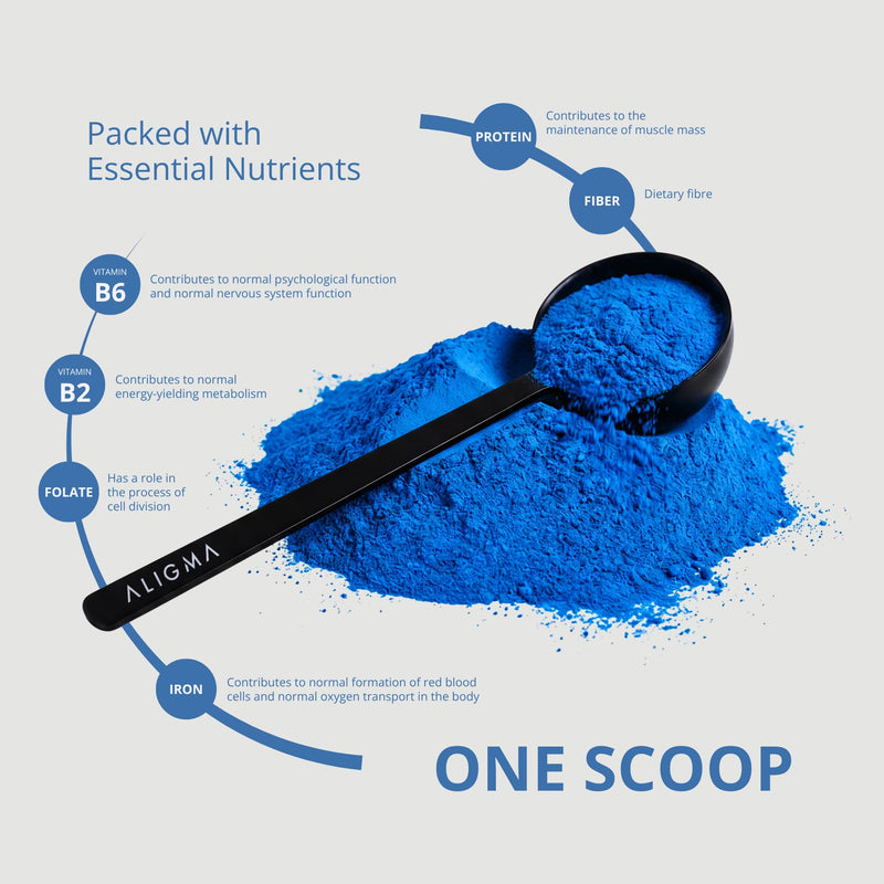 Aligma Organic Blue Spirulina Powder 75g | 100% Natural Phycocyanin for Smoothies – Vibrant Blue Food Colouring & Ingredient Rich in Protien | Resealable Package