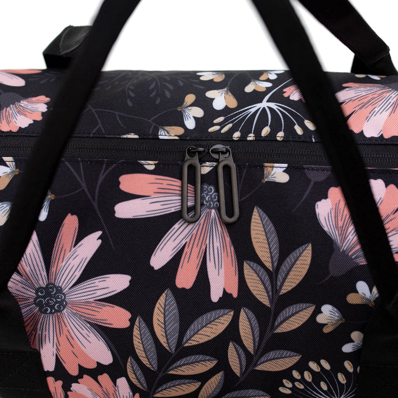 Lola Travel Bag, Weekender/Overnight Duffel, Gym Tote Bag for Women, Men Black Floral