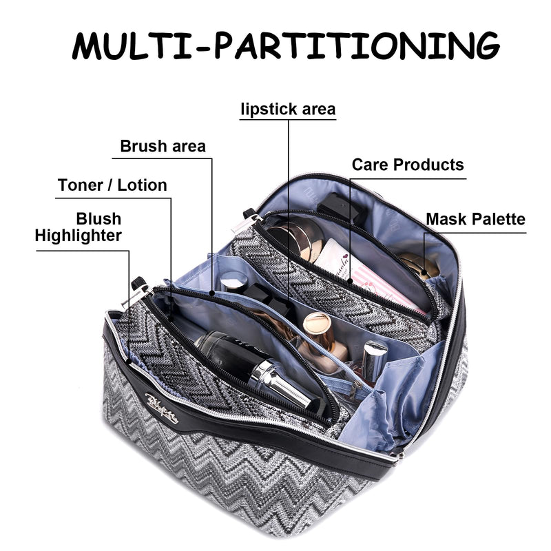 BOYATU Travel Makeup Bag Cosmetic Bags for Women: 3-Piece Makeup Bag Set (J-3-Black)