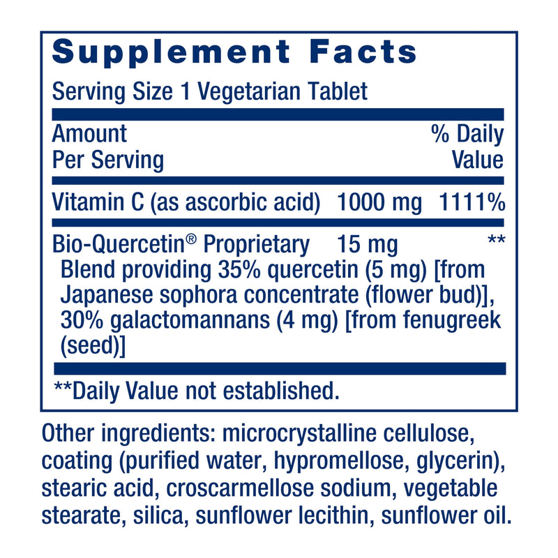 Life Extension Vitamin C and Bio-Quercetin®, Cardiovascular Health Supplement, Immune Support, Highly absorbable, quercetin, Vitamin C, Gluten Free, Non-GMO, Vegetarian, 60 Tablets 60 Count (Pack of 1)