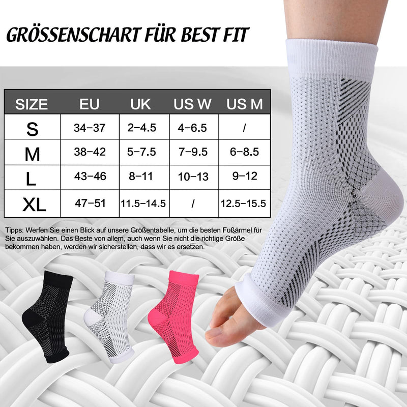 [Australia] - TOMILIOLD 4 pairs of compression socks for women and men, ankle support, ankle support, Achilles tendon bandage, ankle orthopedic compression socks, foot support, 43-46, black 