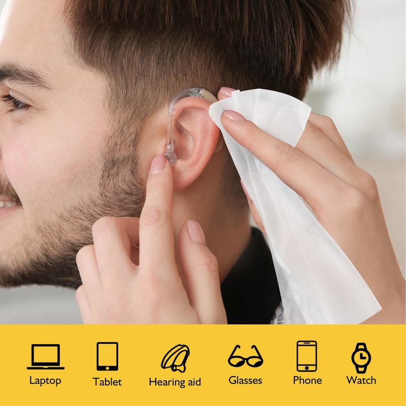 200 Pack Hearing Aid Cleaning Wipes Individually Wrapped,Hearing Aid Wipes,Hearing Aid Cleaning Kits,Hearing Aid Accessories,Cleaning Wipes for Screen,Glasses,Phone 1 count (Pack of 200)
