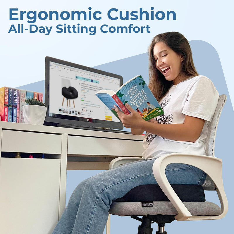 [Australia] - 5 STARS UNITED Donut Pillow Hemorrhoid Tailbone Cushion – Large Cushion for Pain Relief – Coccyx, Prostate, Sciatica, Pelvic Floor, Pressure Sores, Pregnancy, Postpartum Recovery, Black 