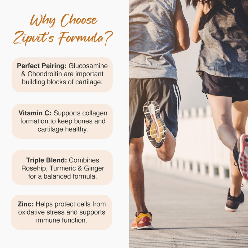 Zipvit Glucosamine and Chondroitin High Strength Turmeric Supplement with Vitamin C, Rosehip, Ginger & Zinc, 180 Capsules