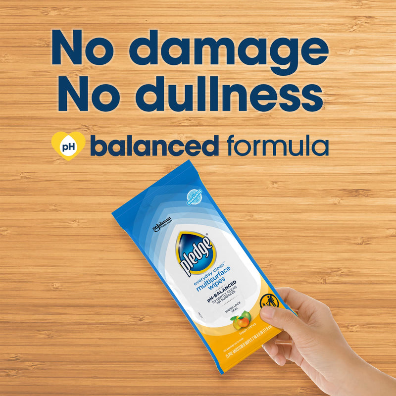 [Australia] - Pledge Multisurface Furniture Polish Wipes, Works on Wood, Granite, and Leather, Cleans and Protects, Fresh Citrus - Pack of 1 (25 Total Wipes) 25 Count (Pack of 1) 