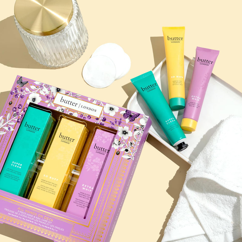 [Australia] - butter LONDON All Hands on Deck 3-Piece Hand & Nail Care Kit, Helps Moisturize & Restore Skin, At Home Manicure Prep, Vegan, Cruelty & Paraben Free 1 Ounce (Pack of 1) 