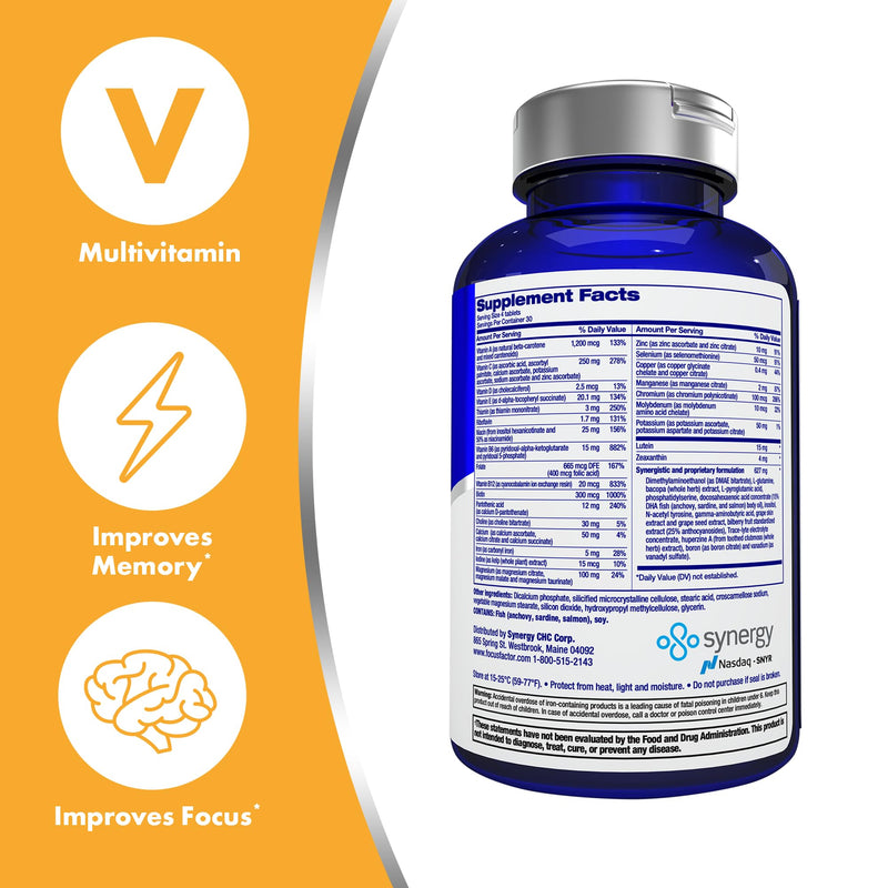 [Australia] - Focus Factor Adults Brain and Vision Supplement, 120 Count - Eye Vitamin, Mineral Supplement & Complete Multivitamin w/Lutein & Zeaxanthin ‚Äì Brain Supplement for Focus, Concentration, Memory 120 Count (Pack of 1) 