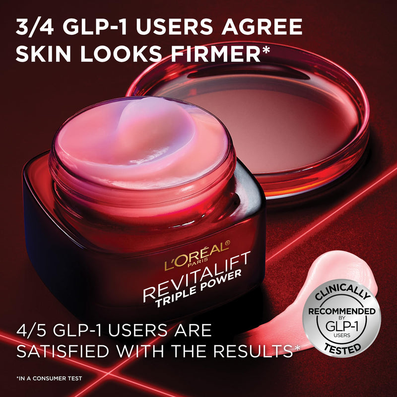L'Oreal Paris Revitalift Triple Power Anti-Aging Face Moisturizer, Pro Retinol, Hyaluronic Acid & Vitamin C to Reduce Wrinkles, Firm & Brighten Skin, 2.55 Oz Scented 2.55 Ounce (Pack of 1)