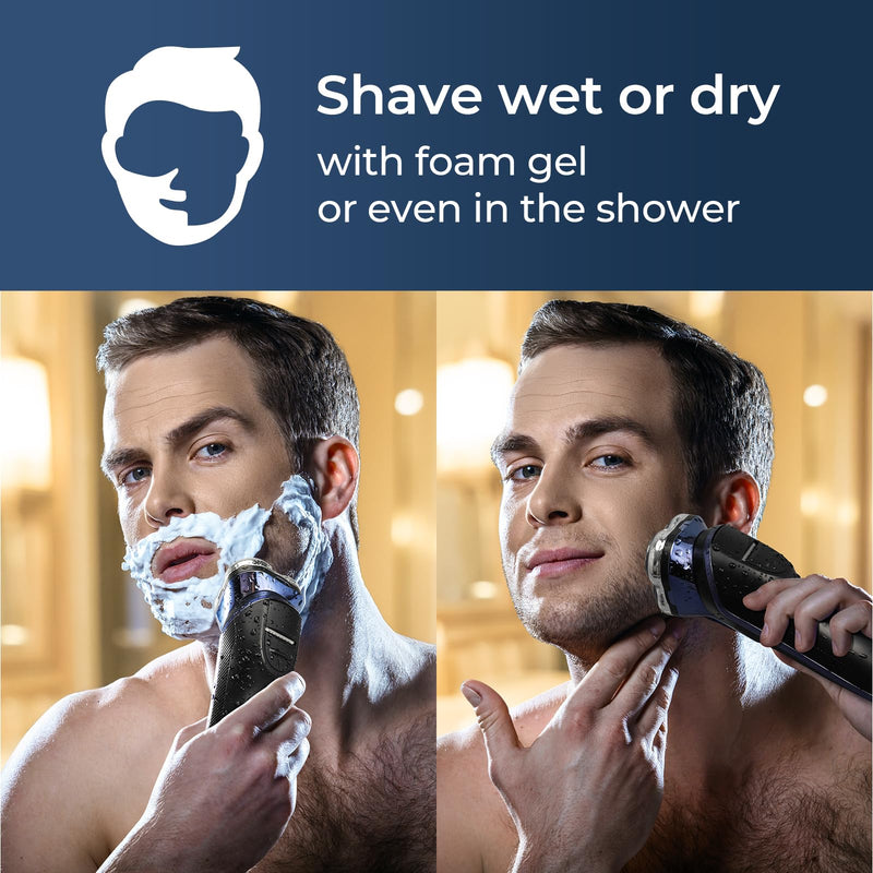 [Australia] - Men's Electric Shaver, FitSan Retractable Beard Trimmer, Electric Wet and Dry Shaver, Men's Shaver with Travel Lock, Waterproof, Blue LED Display 