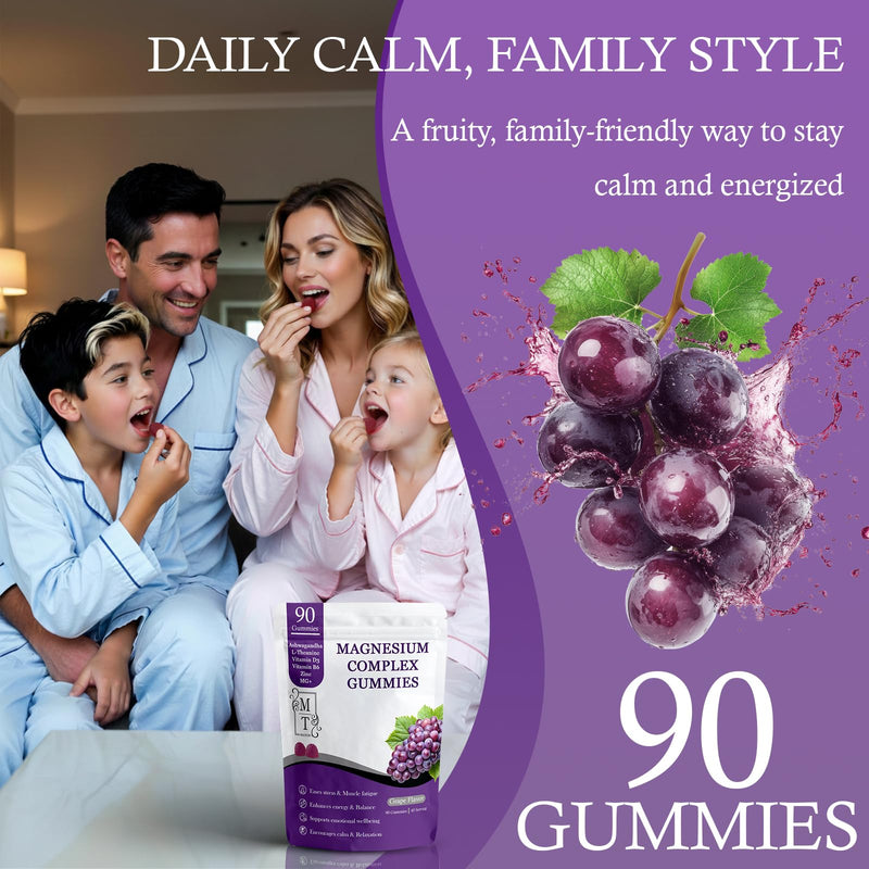 MATOP Magnesium Complex for Women Gummies - 8 in 1 Triple Magnesium Complex (Glycinate, Malate, Citrate) with L-Theanine, Ashwagandha, Vitamin D3, B6 & Zinc - Stress, Calm & Focus - 90 Vegan Gummies