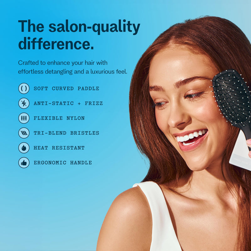 Gimme Hair Brush - Mini Travel Detangler Brush for Medium Hair with Anti-Static, Heat-Resistant & Flexible Nylon Bristles - Hair Tools for Women, Teens & Girls, Black