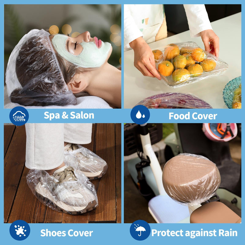 [Australia] - LEOBRO Disposable Shower Caps, 100PCS Shower Caps, Shower Cap for Women Waterproof, Disposable Clear Plastic Shower Cap for Women, Thick Plastic Caps for Hair Treatment, Regular Size 17.3 INCH 100 Count (Pack of 1) 