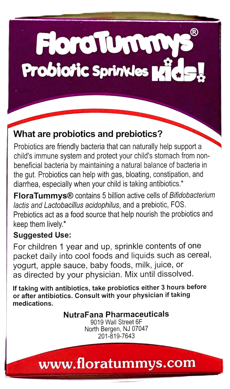 FloraTummys Probiotics for Kids: 30 Taste-Free Powder Packets, Free of Food Allergens, Non-Dairy, Gluten Free, Sugar Free, Non-GMO, Vegan 1