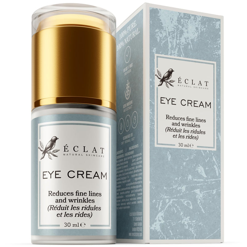 Eclat Skincare Vitamin C Serum + Under Eye Cream Set – Brightening Vit C Serum with Hyaluronic Acid & Vit E + Cream for Dark Circles, Puffiness, Eye Bags & Crow's Feet – Anti Aging Skin Care Duo