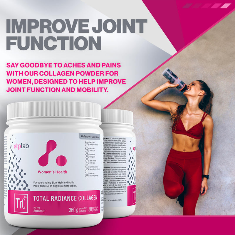 ATP LAB Total Radiance Collagen Powder, Unflavoured, 360g - Premium Hydrolyzed Collagen Peptides for Women - Vegan-Friendly Collagen Protein Powder, Support for Skin, Hair & Nails Unflavored 12.7 Ounce (Pack of 1)