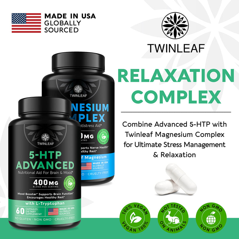 [Australia] - 5 HTP Supplement for Mood Support - Made in USA - Natural 5-HTP & L-tryptophan Capsules - 5-HTP Booster for Men & Women - Proprietary Formula for Mood and Relaxation - 60 Vegan Capsules 