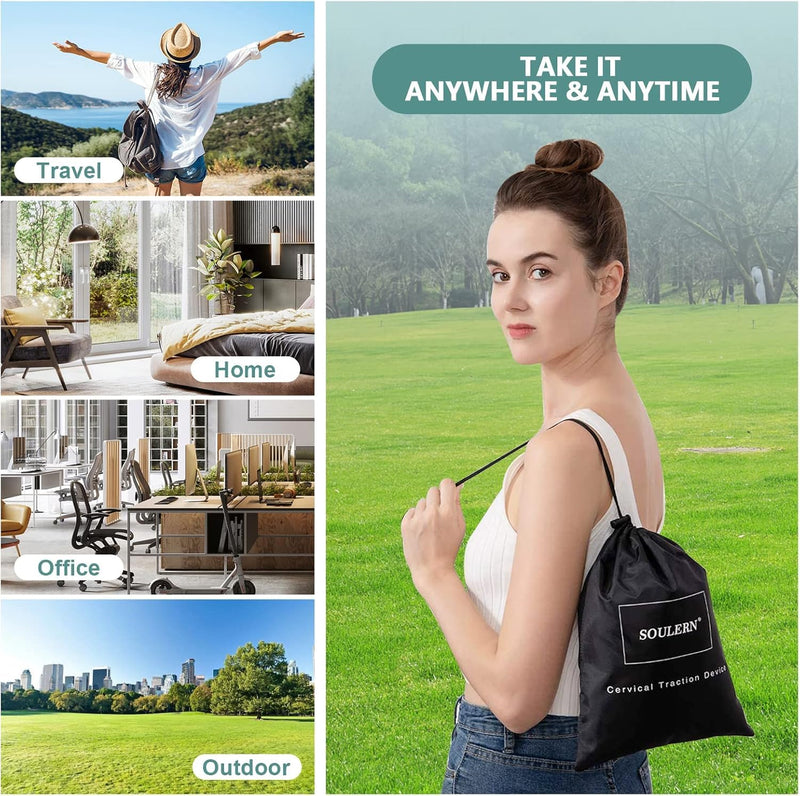 [Australia] - Neck Stretcher Cervical Traction Device for Home Use - Over The Door Cervical Neck Traction Device for Decompression Home Physical Therapy, Portable Neck Traction Device for Neck Pain Black 