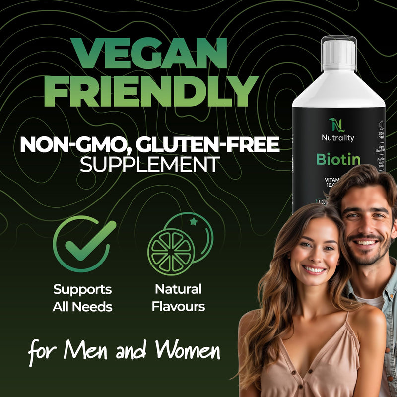 Liquid Biotin 10,000mcg | Orange Flavour | 33 Day Supply | 500ml | Hair Growth Vitamins & Biotin Supplements | Extra Strength Vitamin C & B7 for Hair, Skin & Nails | 3X Absorption