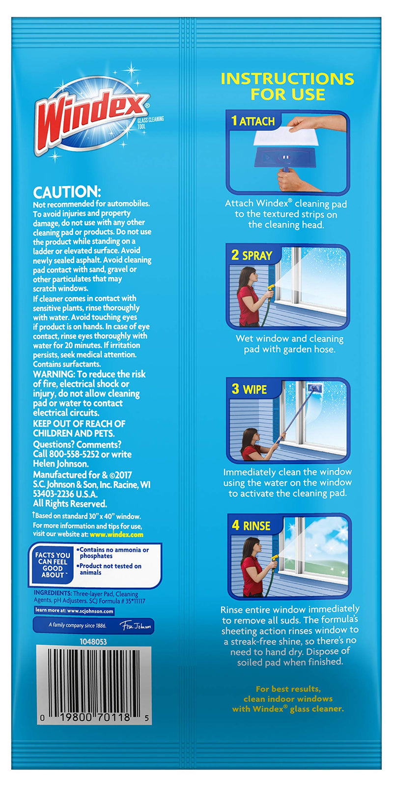 [Australia] - Windex All-In-One Window Cleaner Pads Refill, 2ct (Pack of 4) 2 Count (Pack of 4) 