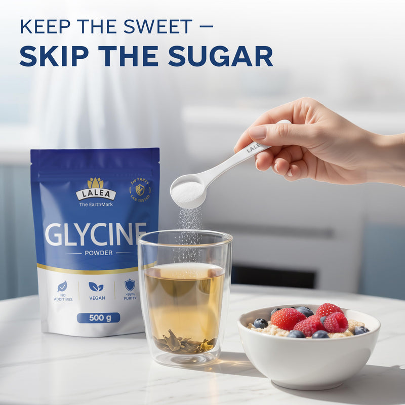 LALEA Pure Glycine Powder 500g – 100% Pure L-Glycine Amino Acid Supplement – Vegan, No Additives, Highly Soluble – Supports Sleep, Muscle Recovery & Collagen Production