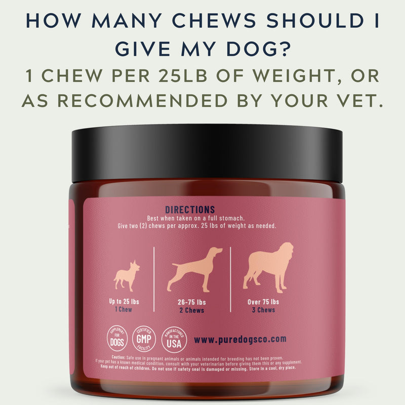 Pure Dogs Hip & Joint Dog Chews - Glucosamine Chondroitin & Green Lipped Mussel for Joint Pain Relief, Function & Mobility, Gut & Digestive Support - for Large & Small Breeds - 90 Chews 1 - PawsPlanet Australia