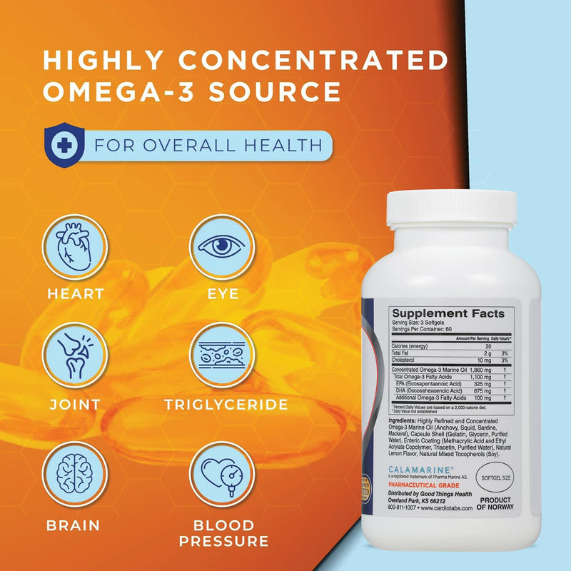 Omega-3 Enteric-Coated Fish Oil Supplements, Triglyceride Form, 1100 mg Total Omega-3 Fatty Acids, Non-Dairy and Gluten-Free, Special Enteric Coated Softgels for No Fishy Burps - 180 Count