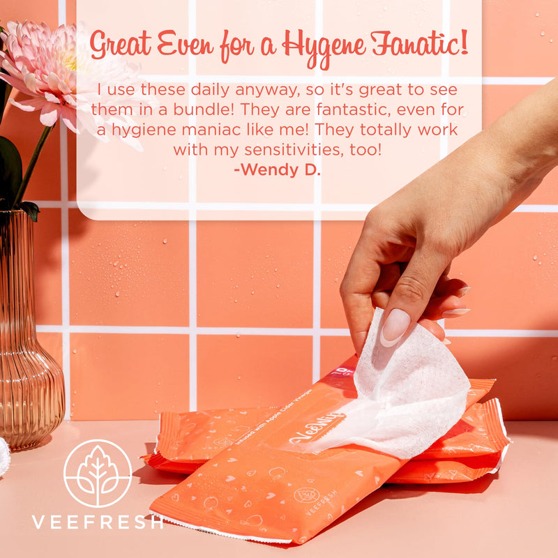 [Australia] - VeeFresh VeeDaily - VeeGentle Intimate Wash & VeeWipes ACV Sensitive Vee Bundle - Apple Cider Vinegar Infused Female Wipes for Women & Natural Feminine Wash for Sensitive Vees! 