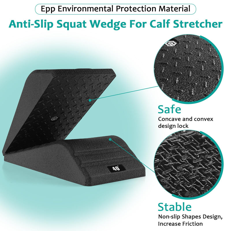 [Australia] - Squat Wedge Block 2PCS Non Slip Professional Ramp - 550 LBS Weight Capacity - Slant Board for Calf Stretching - Calf Stretcher Slant Board - Yoga Blocks Black 