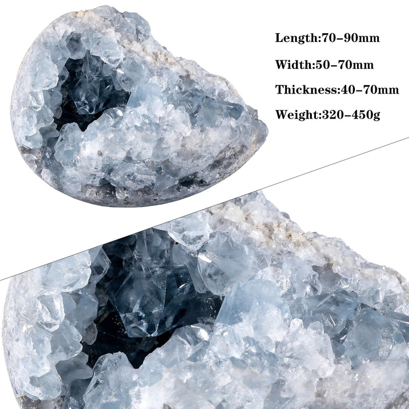 Rockcloud Natural Raw Blue Celestite 0.70-0.99 lb Healing Crystal Cluster | Irregular Geode Home Decoration Gemstone Specimen, for Meditation, Office Decor, Desk Ornament