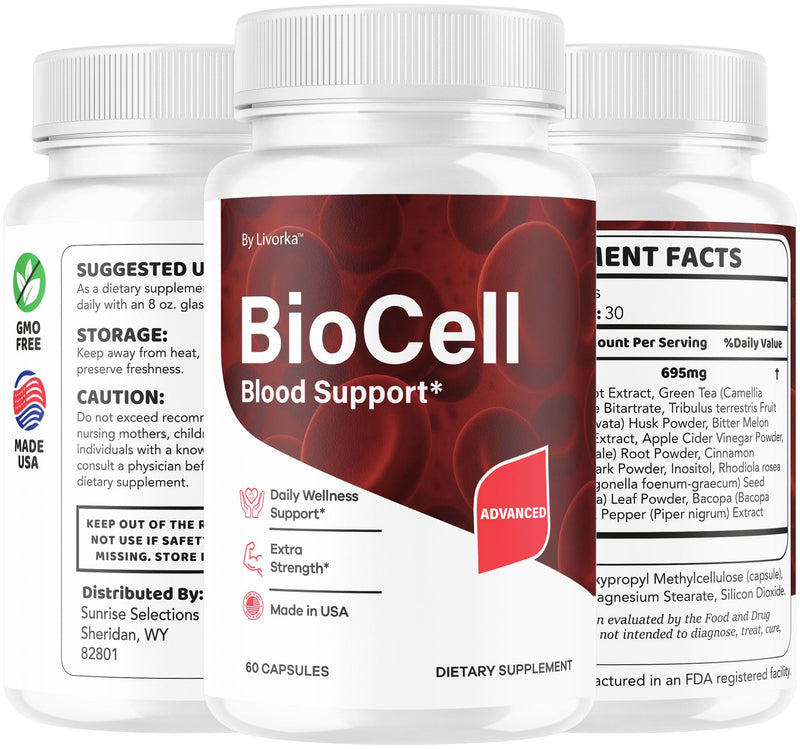 Bio Cell Capsules - Official BioCell Blood Health Support Pills Advanced Formula Supplement, All Natural Bio Cell Vitamins for Overall Health & Wellness Reviews, 60 Capsules for 1 Month