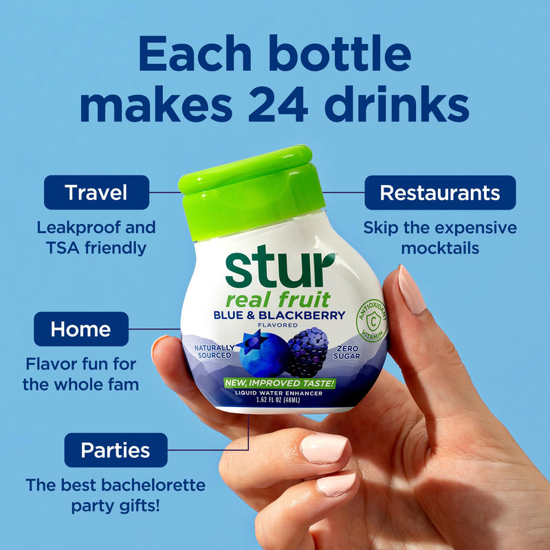Stur Liquid Water Enhancer | Classic Variety Pack | Naturally Sweetened | High in Vitamin C & Antioxidants | Sugar Free | Zero Calories | Keto | Vegan | 5 Bottles, Makes 120 Drinks 1.62 Fl Oz (Pack of 5)