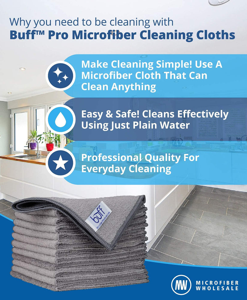 [Australia] - 12" x 12" MW Pro Multi-Surface Microfiber Cleaning Cloths | Gray - 12 Pack | Premium Microfiber Towels for Cleaning Glass, Kitchens, Bathrooms, Automotive, Supplies & Products 12 Count (Pack of 1) 