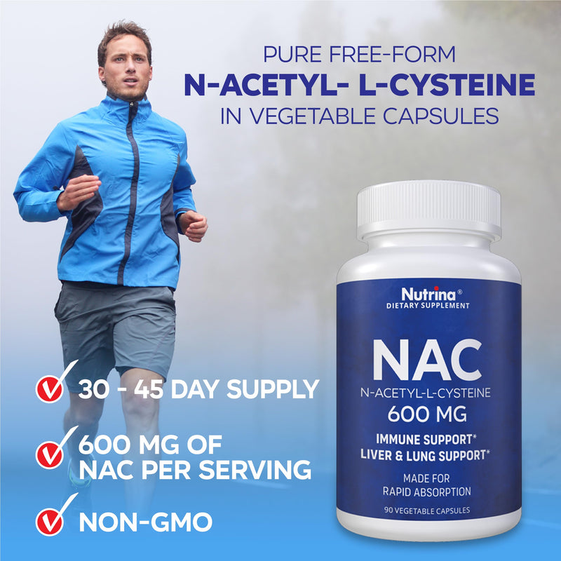[Australia] - NAC 600 mg - NAC Supplement for Immune Support & Lung Health, Liver Support & Antioxidant* - Freeform N-Acetyl-L-Cysteine - 90 Capsules 
