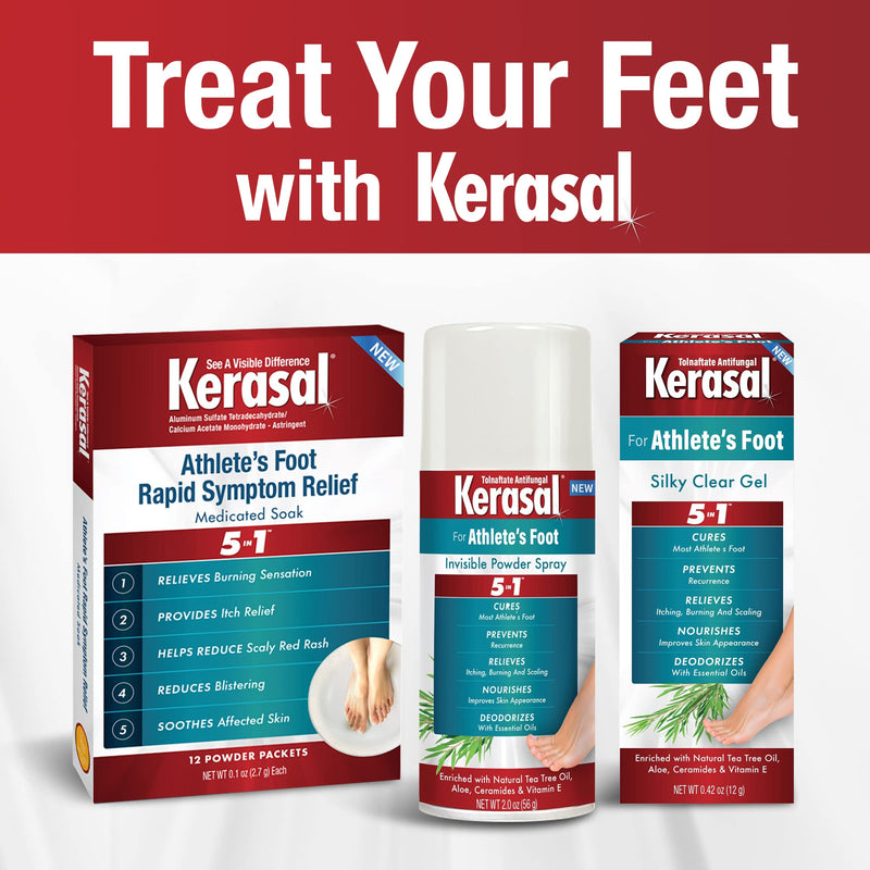 Kerasal Athlete's Medicated Foot Soak, Bath for 5-in-1 Rapid Symptom Relief, 12 Count, (Pack of 1) Medicated Soak