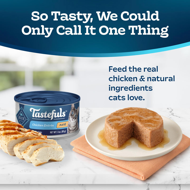 Blue Buffalo Tastefuls Chicken Paté Wet Cat Food, 3 oz, 24 ct | Real Chicken First, Paté Style, No Chicken By-Product, Corn, Wheat, or Soy 3 Ounce (Pack of 24)
