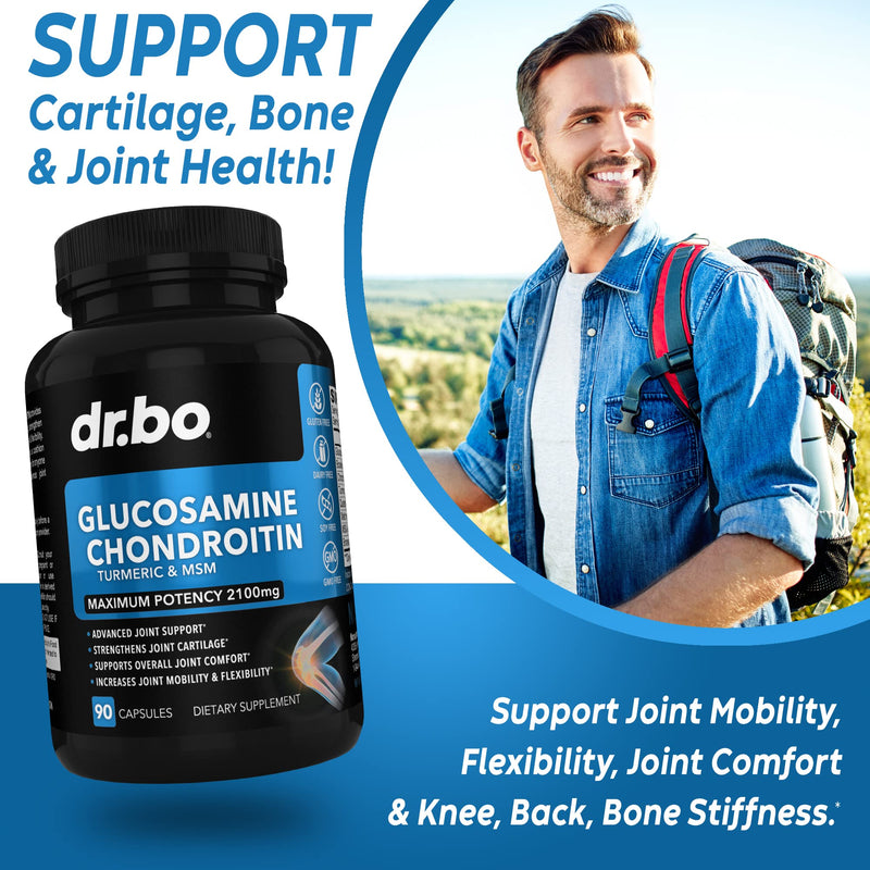[Australia] - Glucosamine Chondroitin MSM Turmeric - Joint Health Supplement 2100mg Knee Bone & Joints - Joint Support Supplement Pills Advanced Glucosamine Sulfate Capsules Joint Supplements for Men Women Adults 