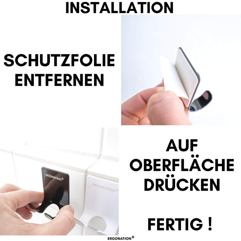 [Australia] - Ergonation Self-Adhesive Stainless Steel Razor Holder for Bathroom, Shower and Bath | Waterproof Holder/Wall Hook for Razors, Towels, Keys, Umbrellas, Cables (Silver, 1) Silver 
