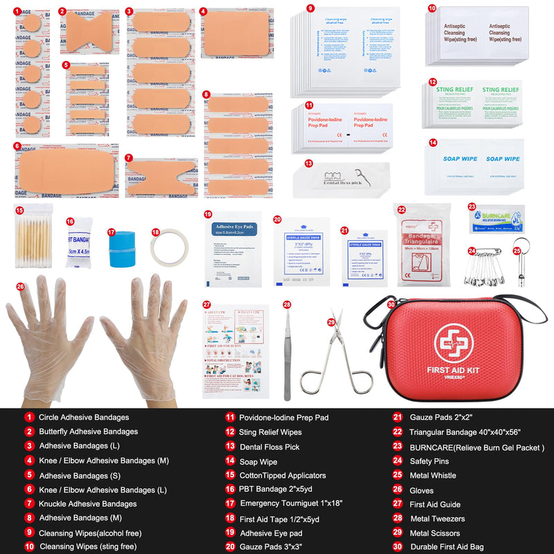 [Australia] - Mini First Aid Kit - 150 Piece Small Waterproof Hard Shell Medical Kit for Home, Car, Travel, Camping, Truck, Hiking, Sports, Office, Vehicle & Outdoor Emergencies- Small First Aid Medical Kit (Red) Red 