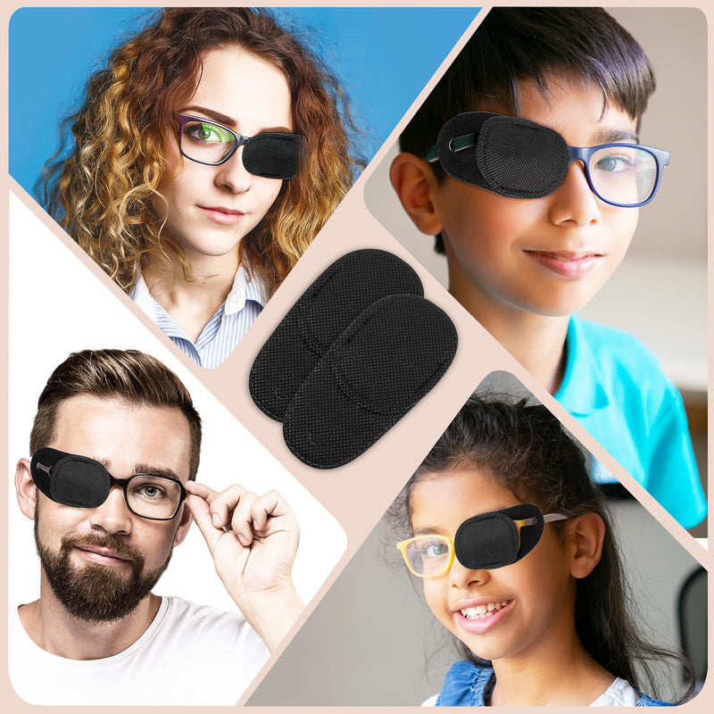 6Pcs Eye Patches Comfortable Left or Right Single Eye Patches Professional Medical One Eye Cover Reusable Black Soft Single Eye Patches for Eyeglass Treat Lazy Amblyopia Strabismus Adults Girls Boys