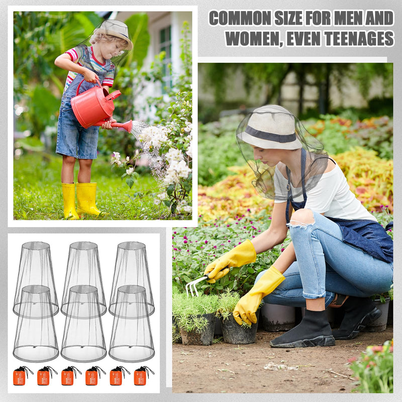 [Australia] - 6 Pack Mosquito Head Net Bug Head Net Insects Mesh Head Net for Outdoor Face Neck Head Protecting, Grey Gray 