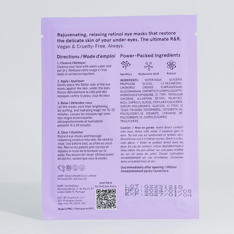 [Australia] - grace & stella Purple Eye Treatment Gels - Dermatologist Tested - Under Eye Masks With Retinol - Restoring Under Eye Patches for Puffy Eyes and Dark Circles - Vegan, Cruelty-Free, 24 Pairs 