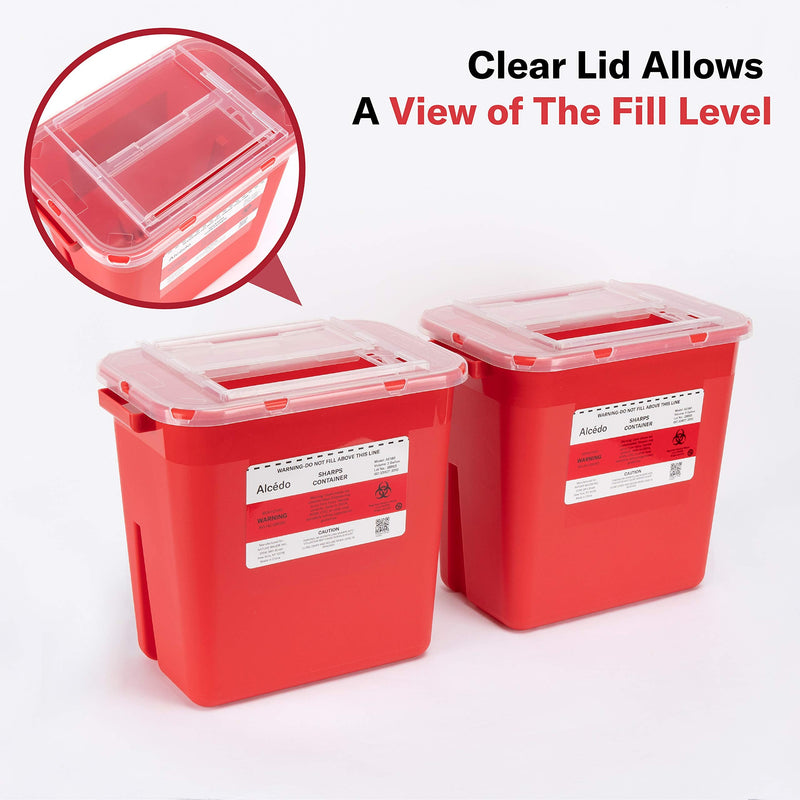 [Australia] - Alcedo Sharps Container for Home Use 2 Gallon (2-Pack) | Biohazard Needle and Syringe Disposal | Professional Medical Grade 