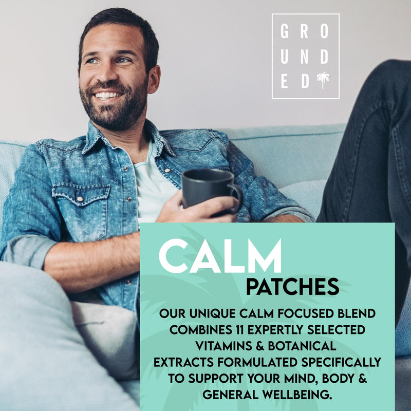 Grounded Calm Travel Patches | 11 Premium Ingredients | Relax, Unwind, De-Stress | Perfect for Flying | Plant Based Calming Formula | x30 Vegan Friendly Patches | UK Made