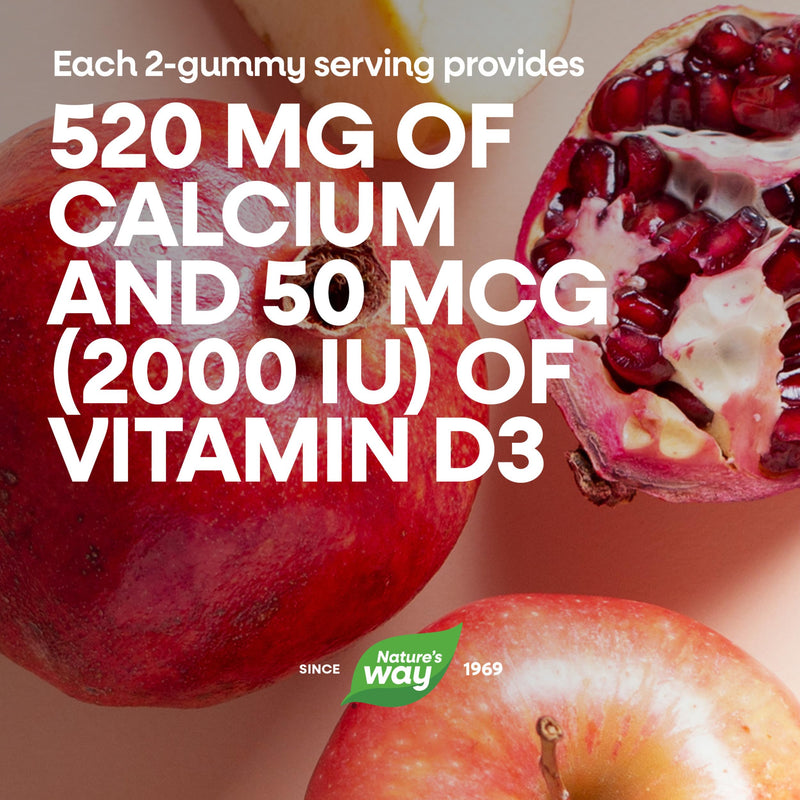 Nature’s Way Alive! Chewable Calcium Gummies with Vitamin D3, 60 ct | Daily Supplement Supports Healthy Bones and Teeth, and Muscle Function*, Strawberry and Raspberry-Lemonade Flavored 60 Count (Pack of 1)