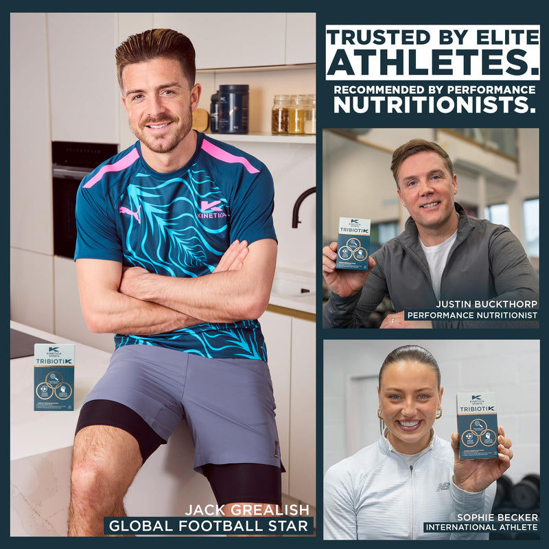 Kinetica Sports Tribiotik Probiotic - 30 Capsules | 1 Billion Live Cultures | Bacillus Subtilis DE111® & Fibersol®| Vitamin B6 & Zinc |Gut & Digestion Support | WADA Prohibited Substances Batch Tested